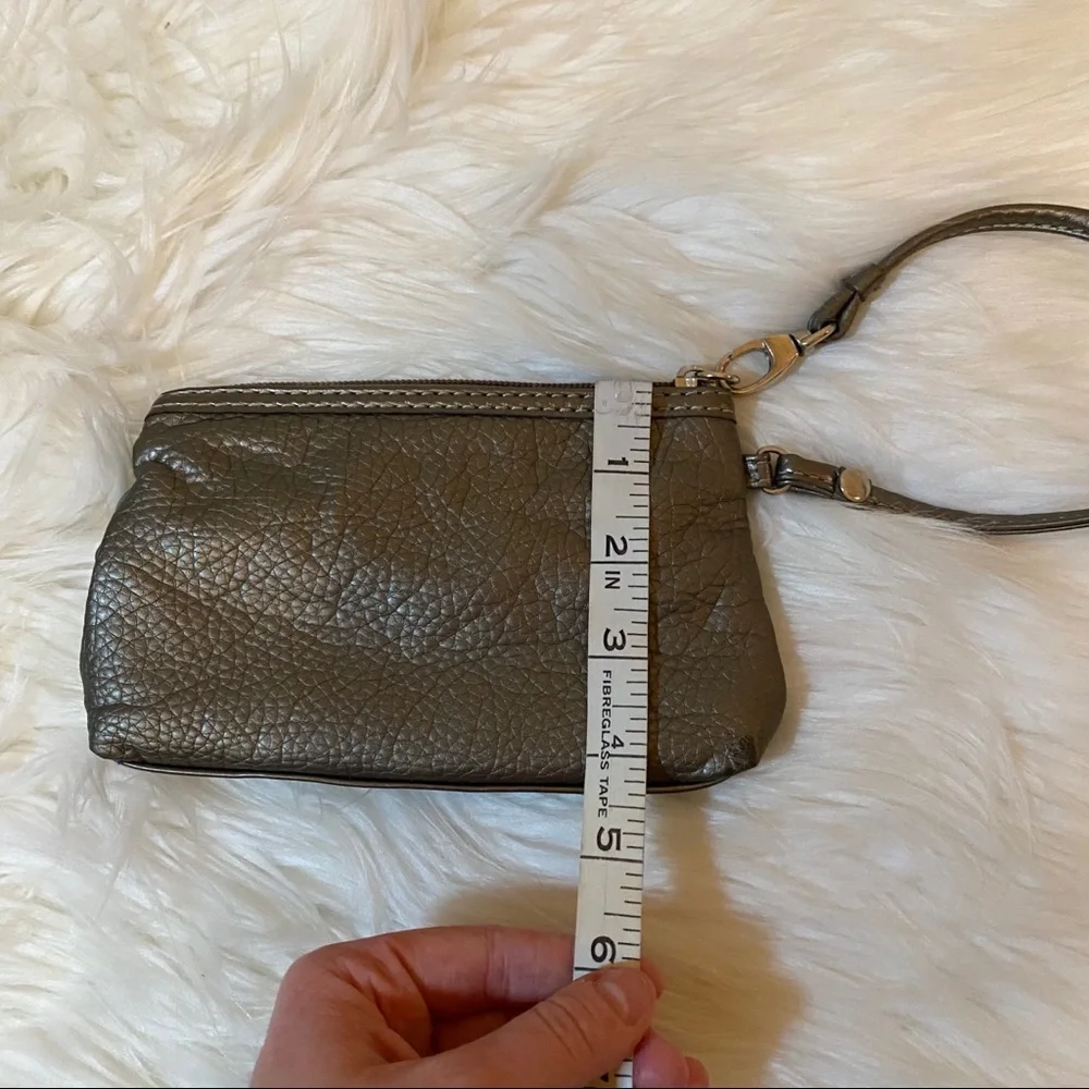 New York & Company Gunmetal Flower Zip Clutch